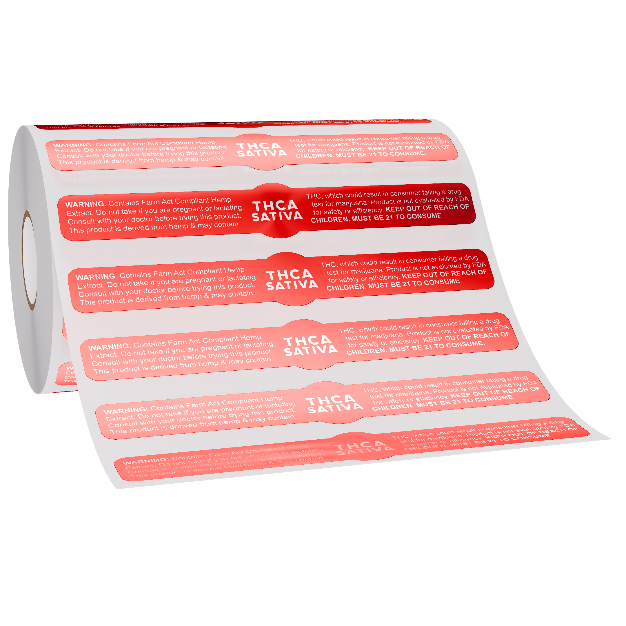 Red Metallic THCA Tamper Evident Universal Marijuana Strain Labels - Sativa (1,000 qty.)