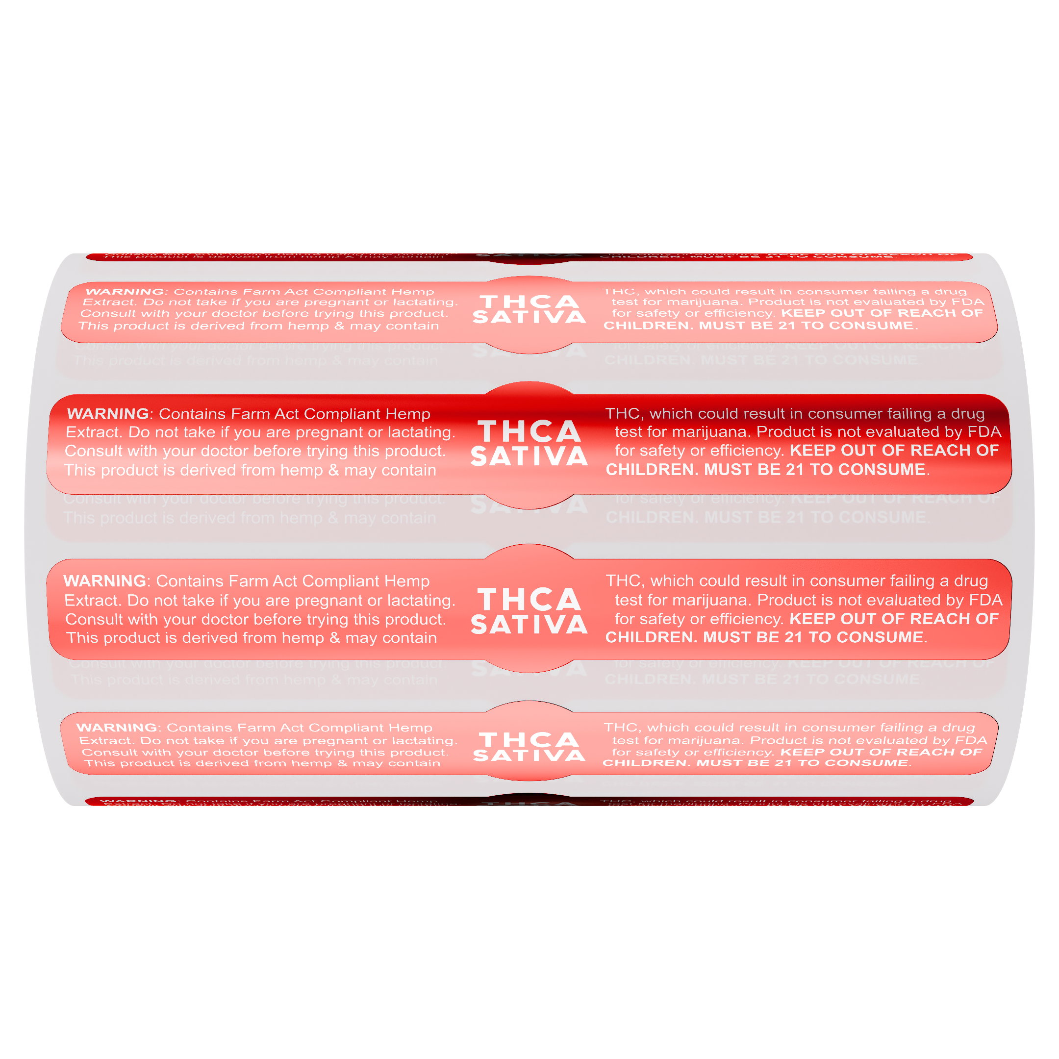 Red Metallic THCA Tamper Evident Universal Marijuana Strain Labels - Sativa (1,000 qty.)