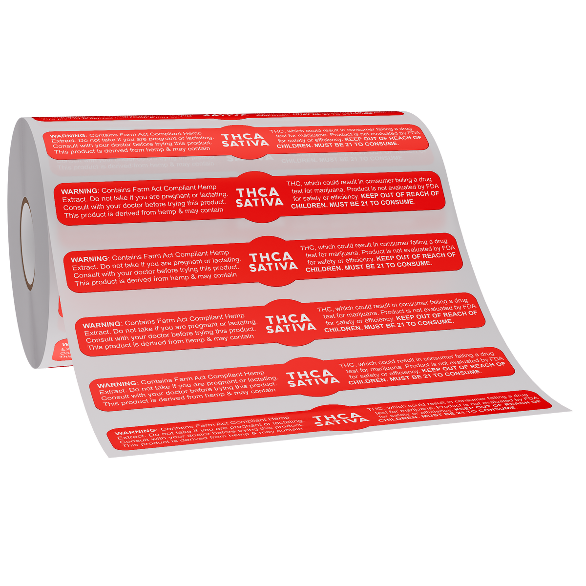Red Gloss THCA Tamper Evident Universal Marijuana Strain Labels - Sativa (1,000 qty.)