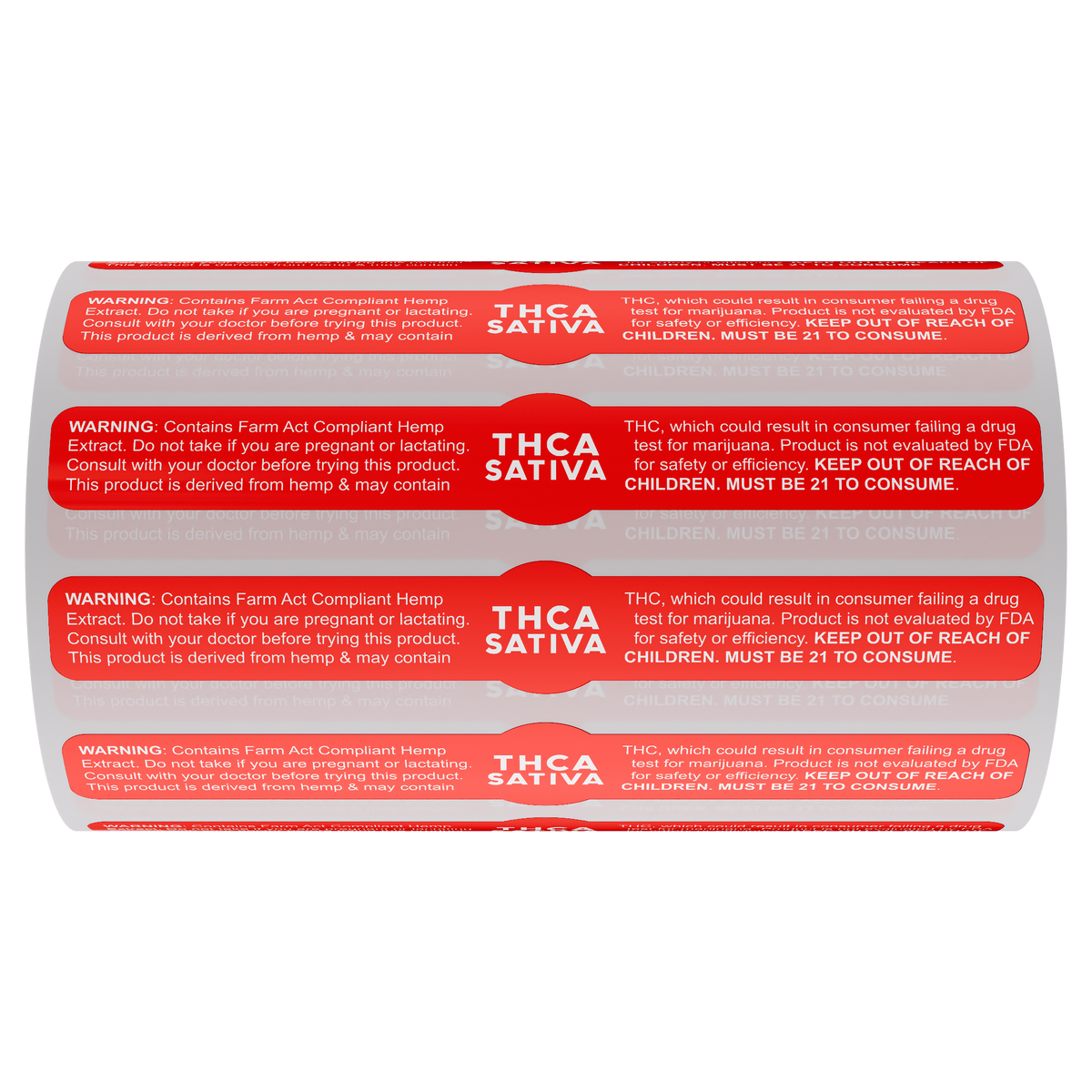 Red Gloss THCA Tamper Evident Universal Marijuana Strain Labels - Sativa (1,000 qty.)