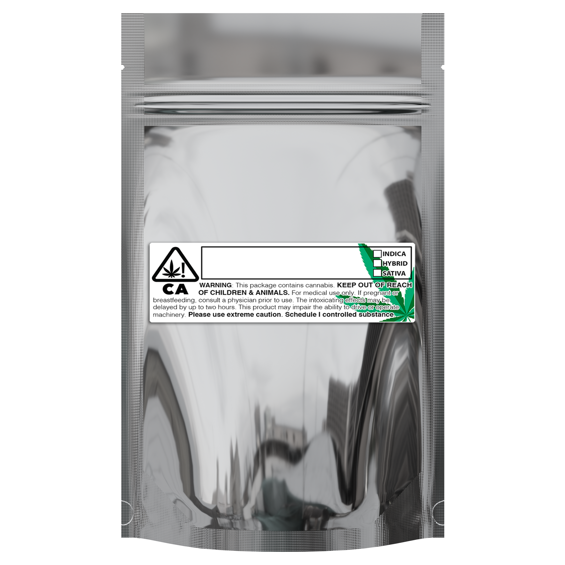 1/4 Ounce Gloss Silver & Clear Mylar Bags + Labels - (100 qty.) - Dragon Chewer