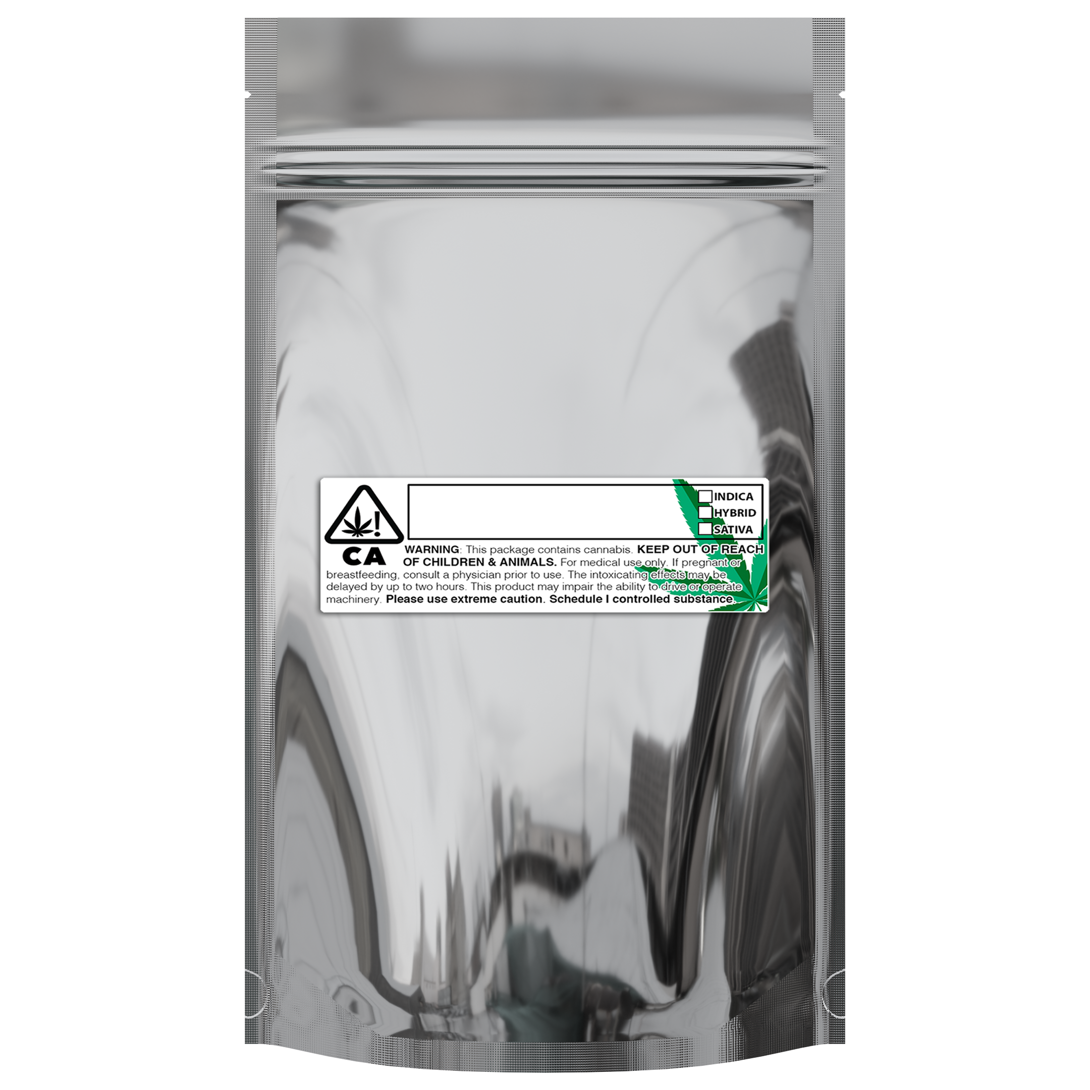 1/2 Ounce Gloss Silver & Clear Mylar Bags + Labels - (100 qty.) - Dragon Chewer