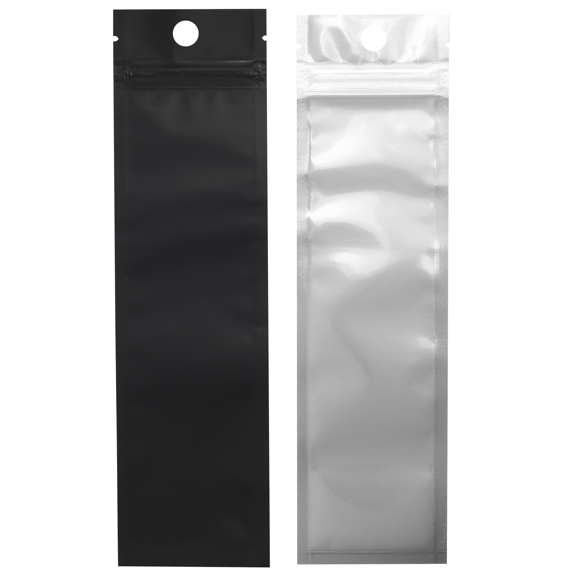 Tamper Evident  Glossy Black Mylar Bags for Pre-Roll/Syringe - Variou