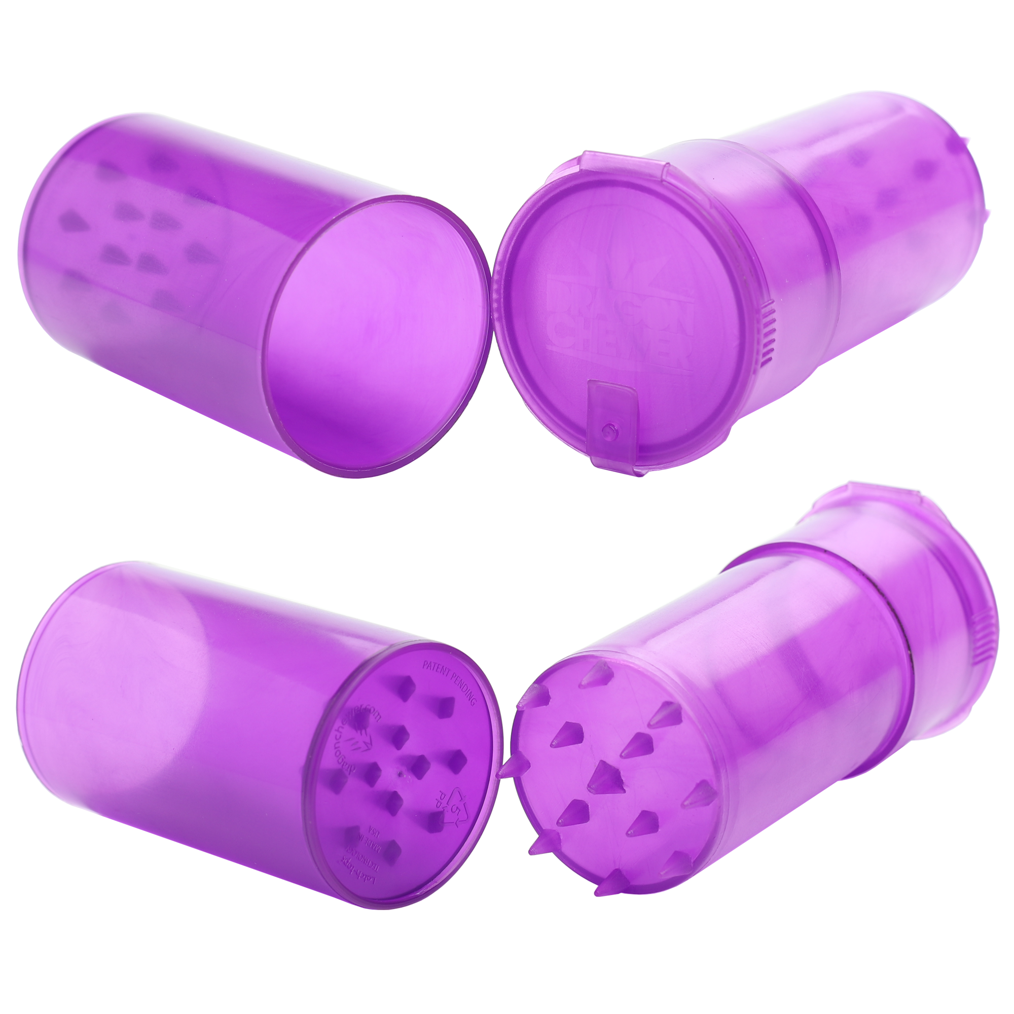Translucent Purple ShredTainer - Premium Grinder w/Storage Container (20 qty.) Display Box - Dragon Chewer