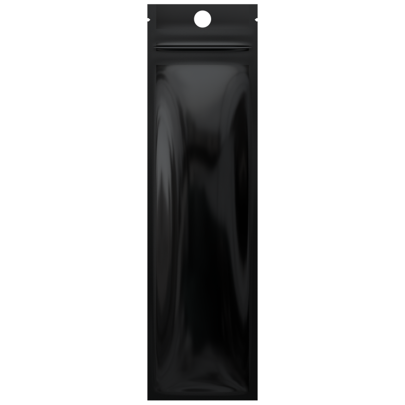 Gloss Black Vista Clear Dragon Chewer syringe king size pre roll top zipper smell proof mylar bags by HIGHLOCK. Best thick wholesale bulk dispensary custom child resistant packaging 420 barrier bags tamper evident resealable large food storage heat sealable 2.5 x 9 hang hole
