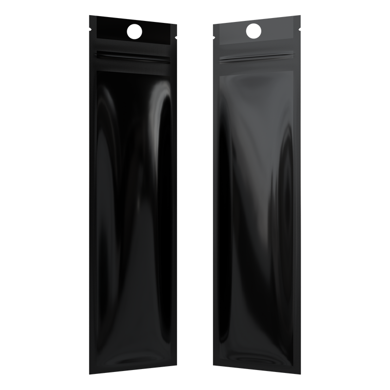 Gloss Black Opaque Dragon Chewer syringe king size pre roll top zipper smell proof mylar bags by HIGHLOCK. Best thick wholesale bulk dispensary custom child resistant packaging 420 barrier bags tamper evident resealable large food storage 2.5x9 usa cheap amazon 100 pack Hang Hole