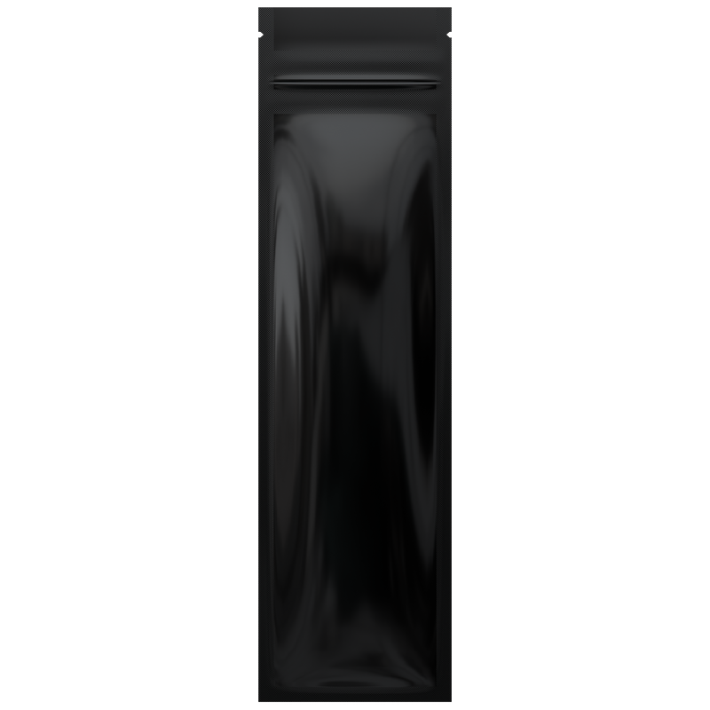 Gloss Black Opaque Dragon Chewer syringe king size pre roll top zipper smell proof mylar bags by HIGHLOCK. Best thick wholesale bulk dispensary custom child resistant packaging 420 barrier bags tamper evident resealable large food storage baggies 2.5 x 9 100 pack