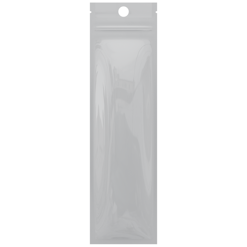Gloss White Opaque Dragon Chewer syringe king size pre roll top zipper smell proof mylar bags by HIGHLOCK. Best thick wholesale bulk dispensary custom child resistant packaging 420 barrier bags tamper evident resealable large food storage heat sealable 2.5 x 9 Hang Hole