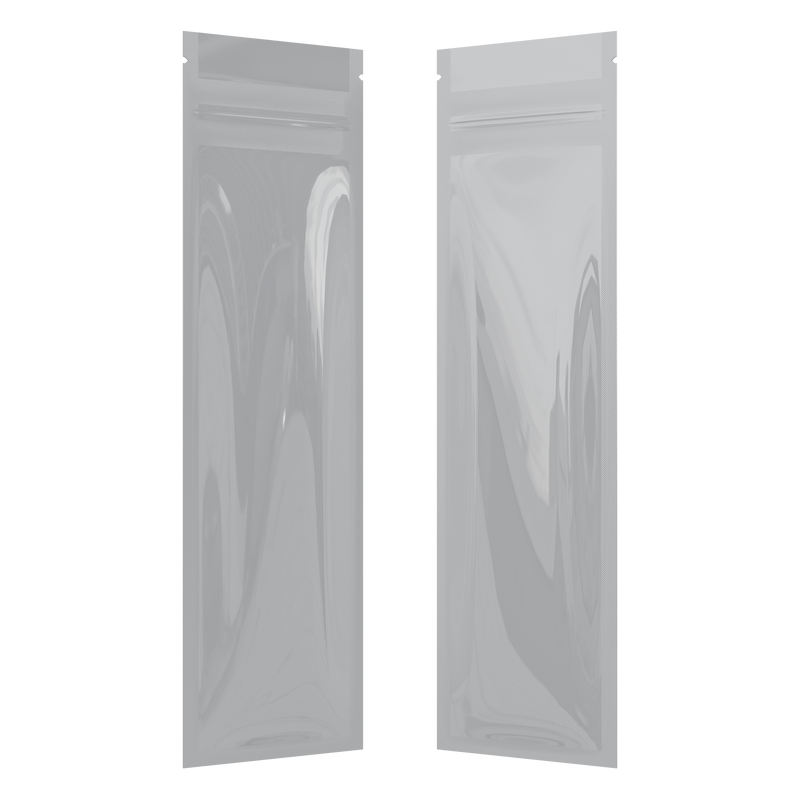 Gloss White Opaque Dragon syringe king size pre roll top zipper smell proof mylar bags by HIGHLOCK. Best thick wholesale bulk dispensary custom child resistant packaging 420 barrier bags tamper evident resealable large food storage near me nearby 2.5x9