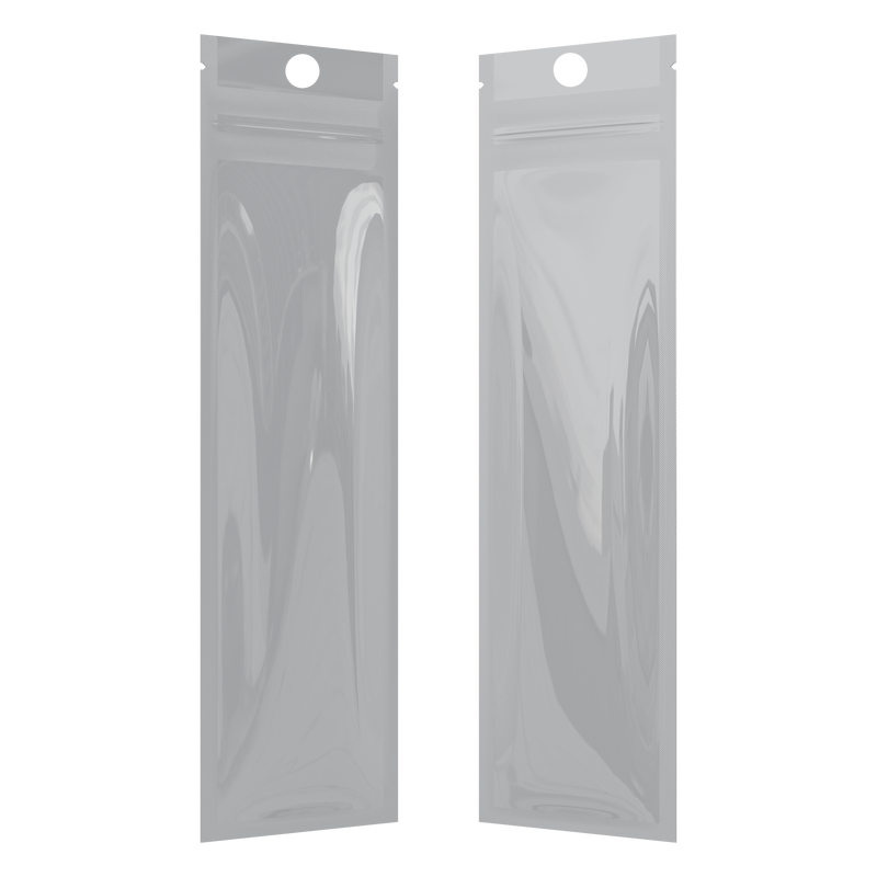 Gloss White Opaque Dragon syringe king size pre roll top zipper smell proof mylar bags by HIGHLOCK. Best thick wholesale bulk dispensary custom child resistant packaging 420 barrier bags tamper evident resealable large food storage near me nearby 2.5x9 Hang Hole