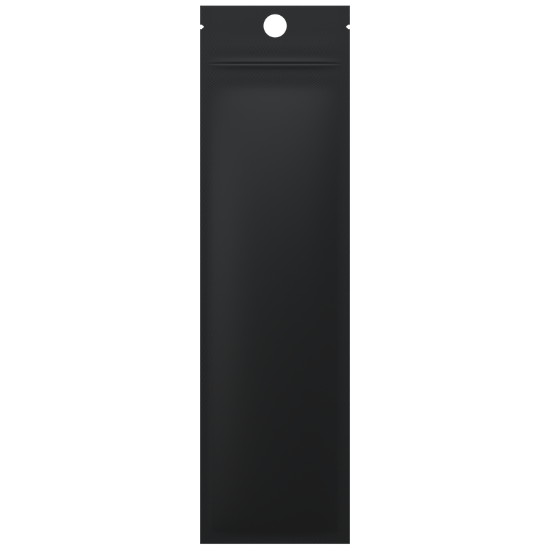 Matte Black Vista Clear Dragon Chewer syringe king size pre roll top zipper smell proof mylar bags by HIGHLOCK. Best thick wholesale bulk dispensary custom child resistant packaging 420 barrier bags tamper evident resealable large food storage heat sealable 2.5 x 9 hang hole