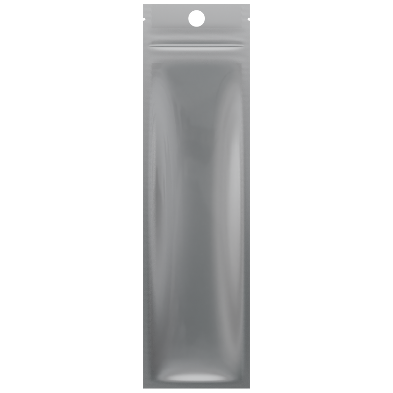 Matte Black Vista Clear Dragon Chewer syringe king size pre roll top zipper smell proof mylar bags by HIGHLOCK. Best thick wholesale bulk dispensary custom child resistant packaging 420 barrier bags tamper evident resealable large food storage heat sealable tear notches 2.5 x 9 hang hole