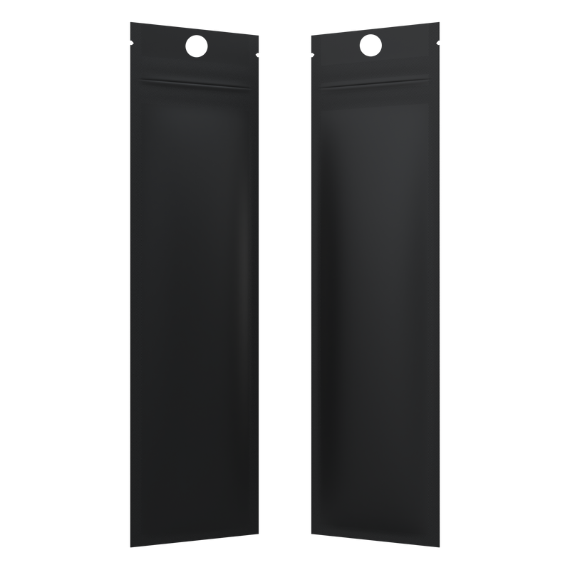 Matte Black Opaque Dragon syringe king size pre roll top zipper smell proof mylar bags by HIGHLOCK. Best thick wholesale bulk dispensary custom child resistant packaging 420 barrier bags tamper evident resealable large food storage near me nearby 2.5x9 hang hole