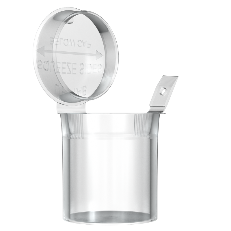Translucent Clear 6 dram latch top pop top child resistant container bottle vial 8 4 dr wholesale packaging smell proof supplies dragon chewer template die diagram size bulk 1 gram 1g CR squeeze top airtight highlock HL nearby near me vial bottle small