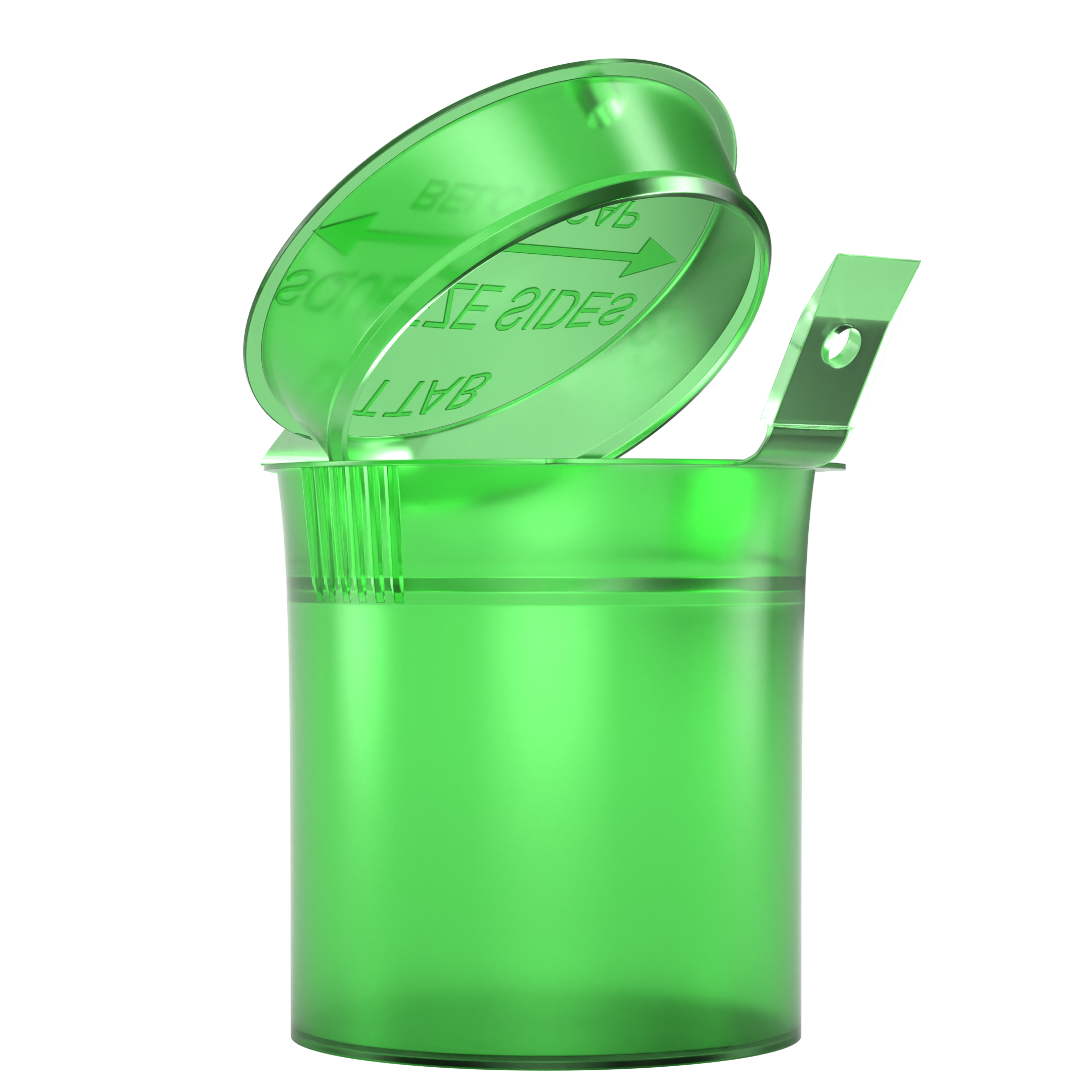 Translucent Green 6 dram latch top pop top child resistant container bottle vial 8 4 dr wholesale packaging smell proof supplies dragon chewer template die diagram size bulk 1 gram 1g CR squeeze top airtight highlock HL nearby near me vial bottle small