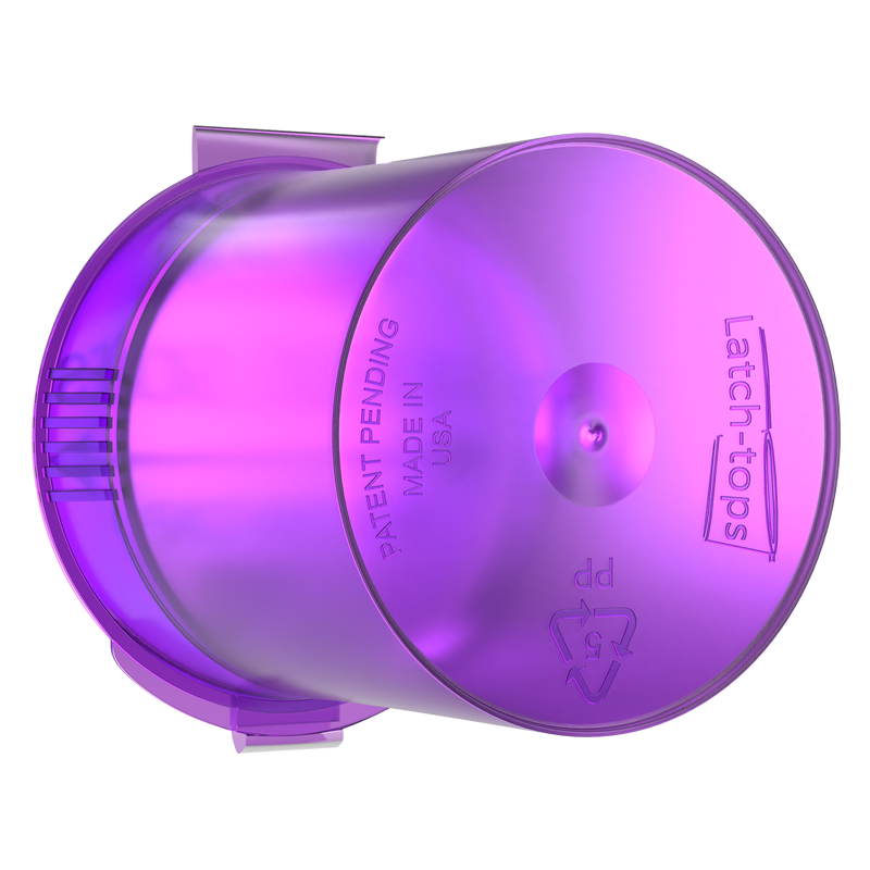 Translucent Purple 6 dram latch top pop top child resistant container bottle vial 8 4 dr wholesale packaging smell proof supplies dragon chewer template die diagram size bulk 1 gram 1g CR squeeze top airtight highlock HL nearby near me vial bottle sizes cap empty amazon small