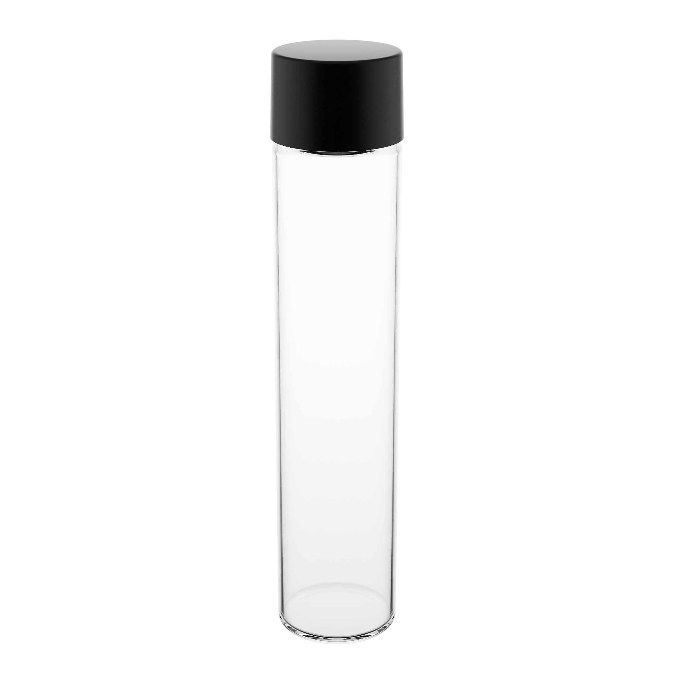 115mm Clear Glass Child Resistant Tubes - CR Smooth Black Cap - (456 qty.)