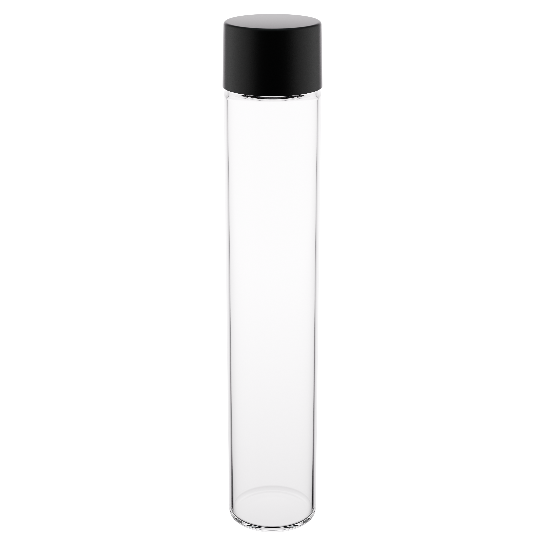 135mm Clear Glass Child Resistant Tubes - CR Smooth Black Cap (456 qty.) - Dragon Chewer