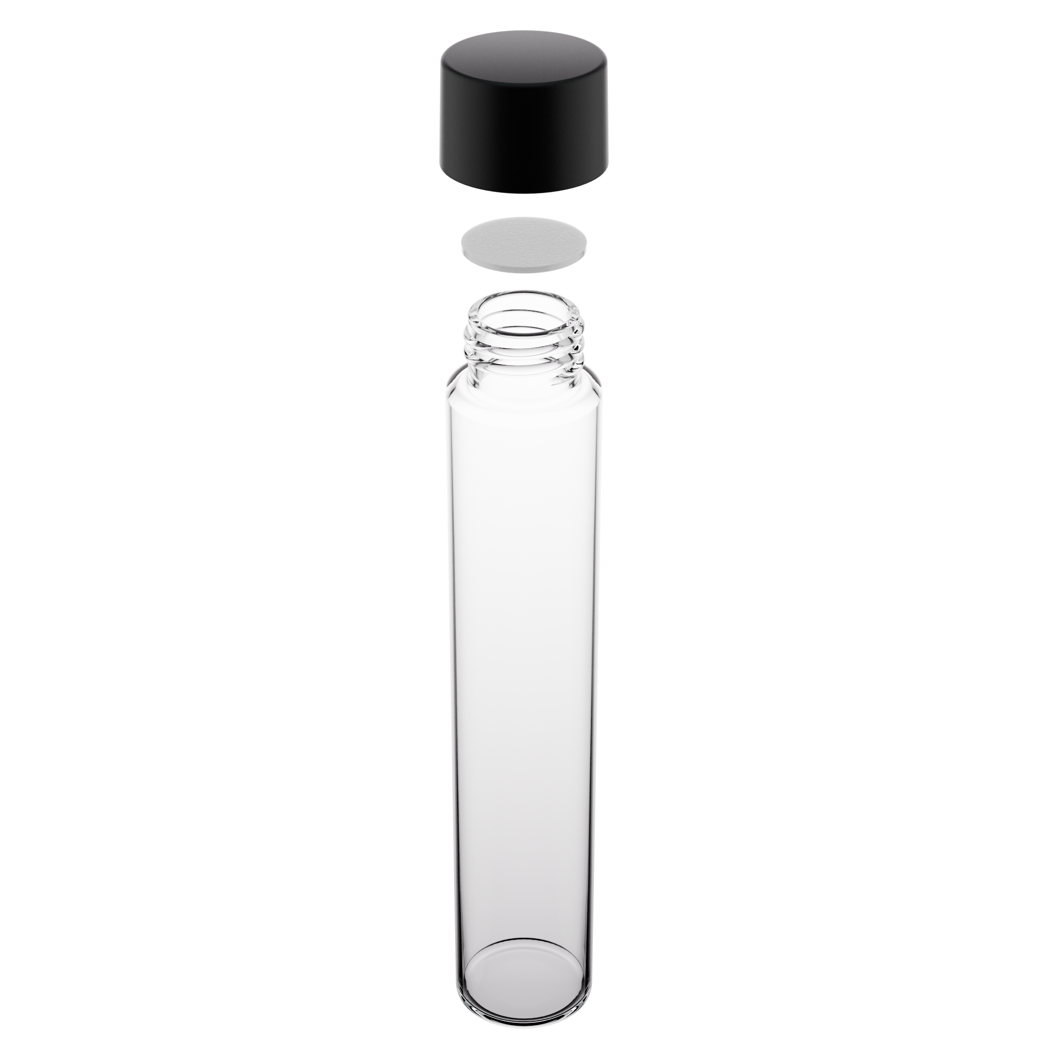 135mm Clear Glass Child Resistant Tubes - CR Smooth Black Cap (456 qty.) - Dragon Chewer