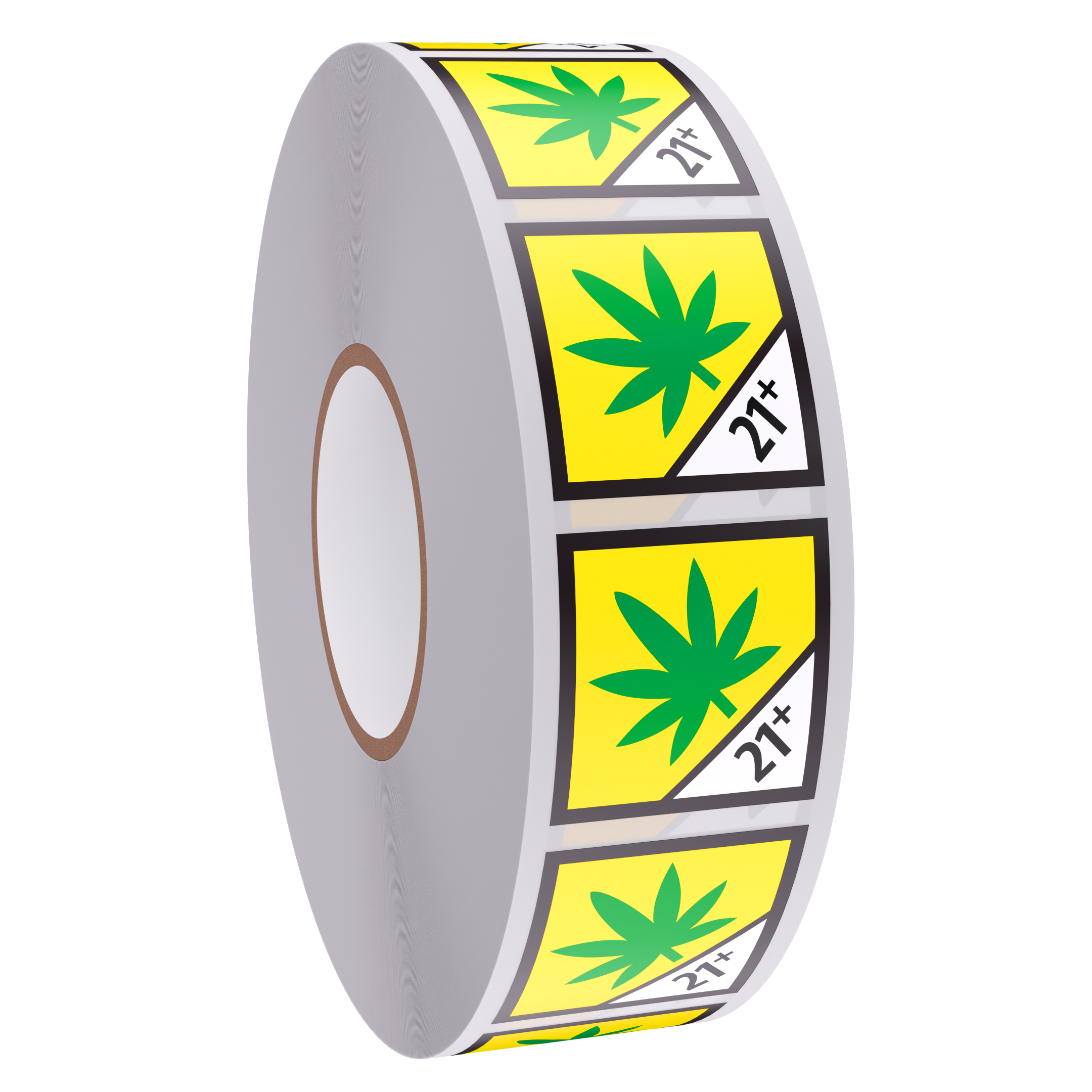 Washington Cannabis Universal Symbol THC 21+ Marijuana Symbol Labels - Black Border (1,000 qty.)