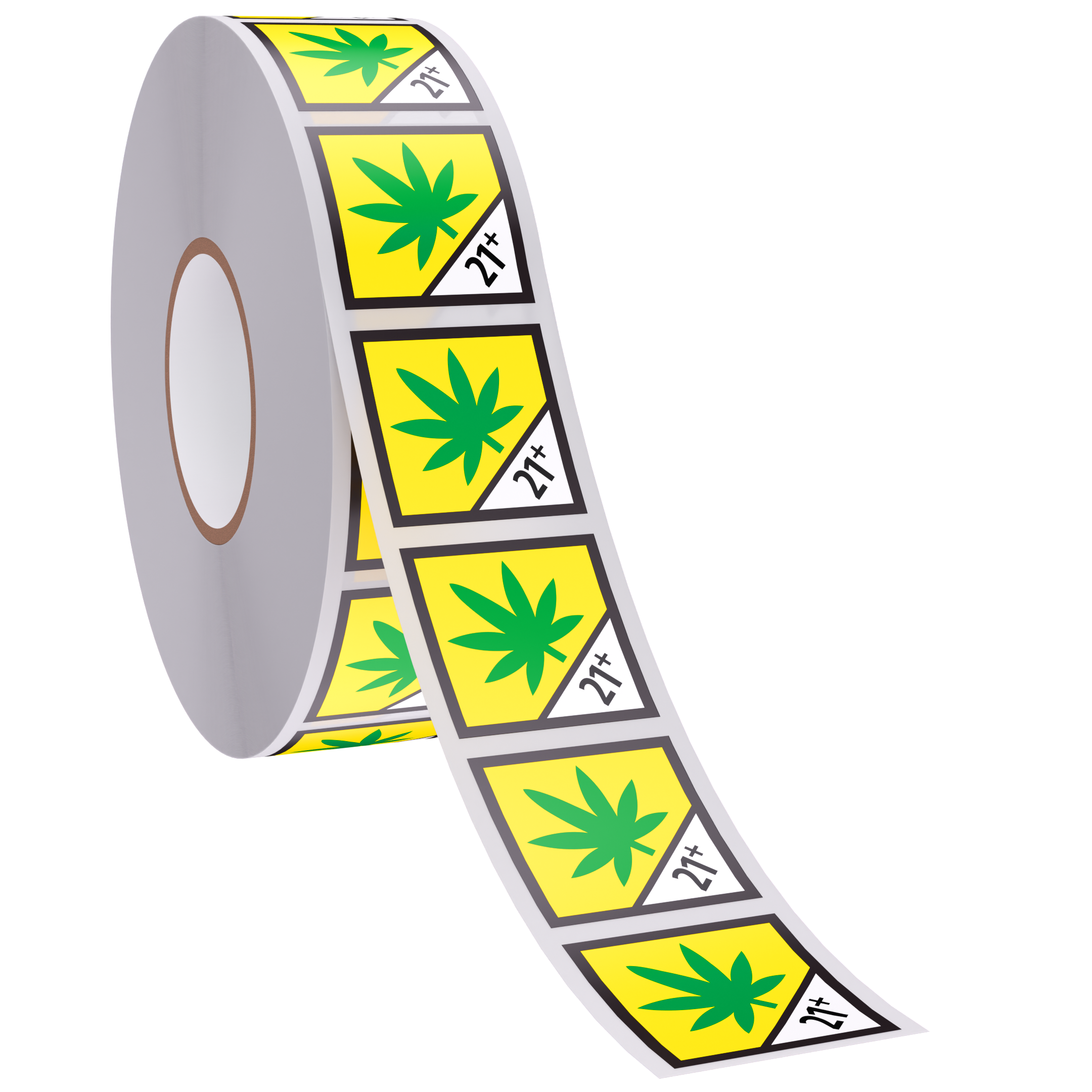 Washington Cannabis Universal Symbol THC 21+ Marijuana Symbol Labels - Black Border (1,000 qty.)