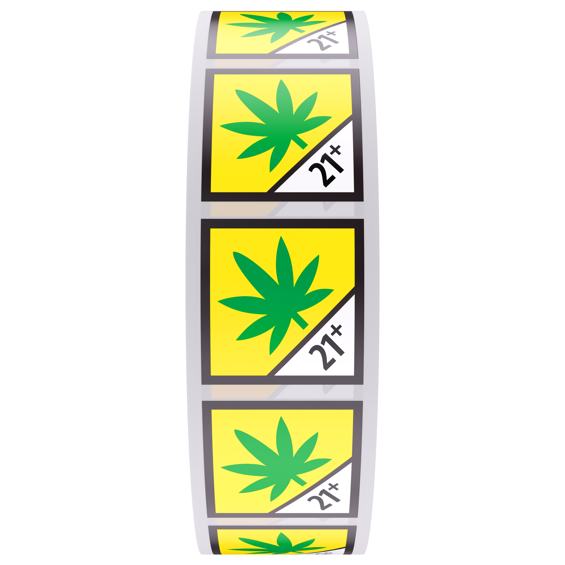 Washington Cannabis Universal Symbol THC 21+ Marijuana Symbol Labels - Black Border (1,000 qty.)