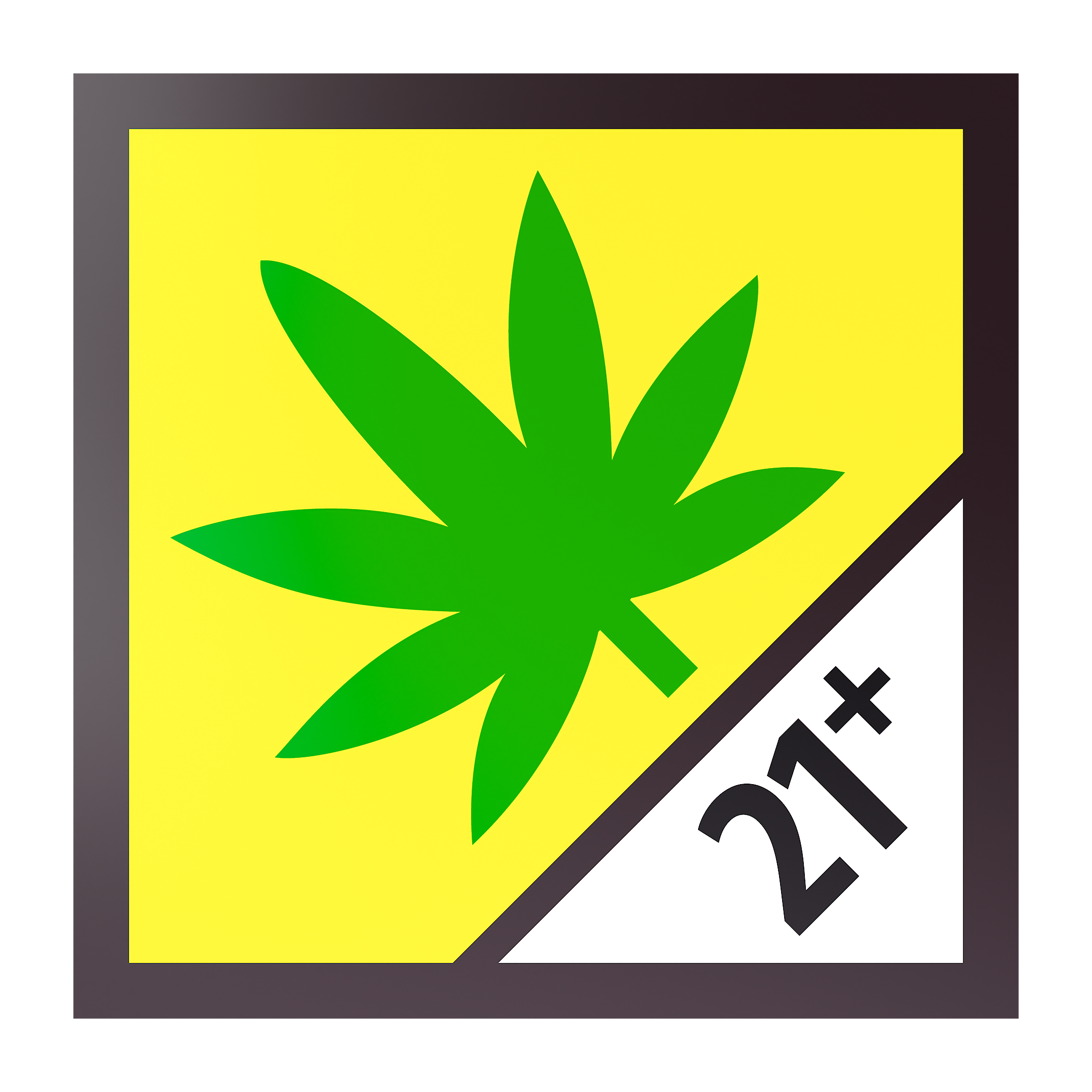 Washington Cannabis Universal Symbol THC 21+ Marijuana Symbol Labels - Black Border (1,000 qty.)