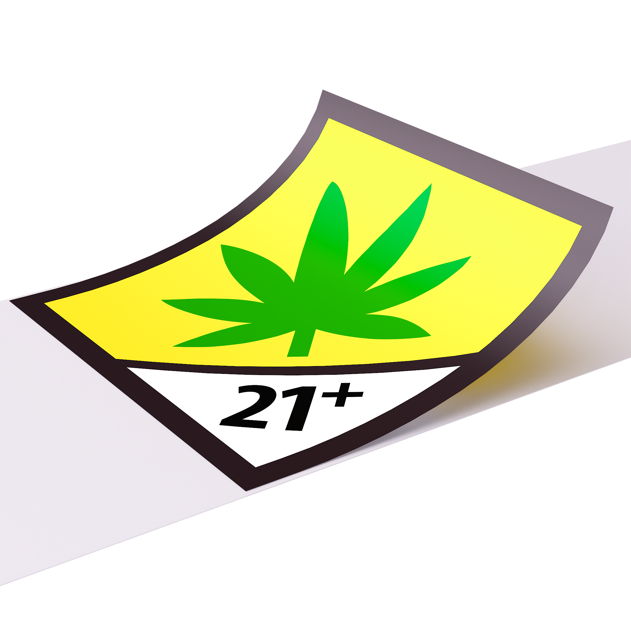 Washington Cannabis Universal Symbol THC 21+ Marijuana Symbol Labels - Black Border (1,000 qty.)