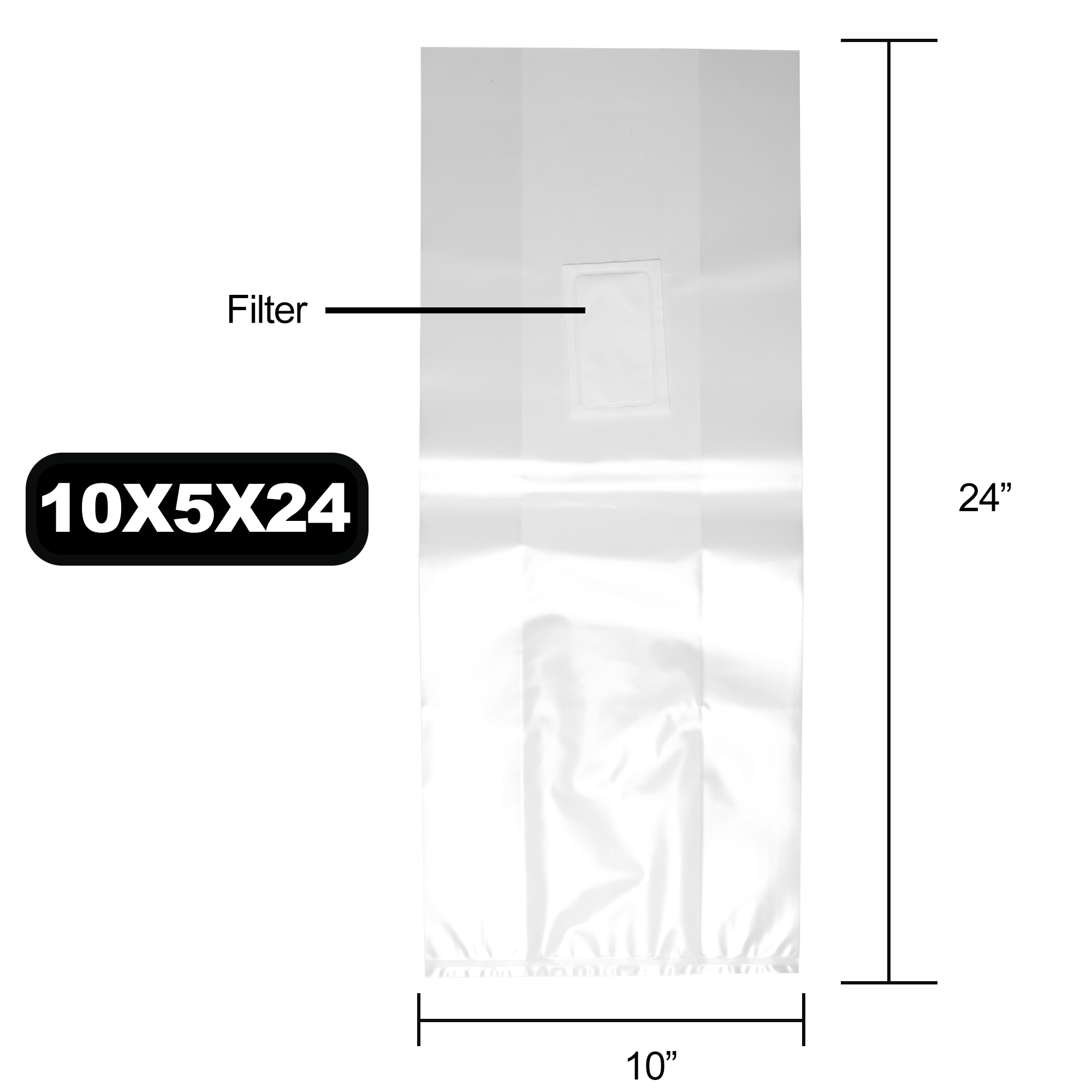 Mushroom Grow Bags - Autoclave Compatible .5 Micron Filter 10x5x24 - (25 qty.) - Dragon Chewer