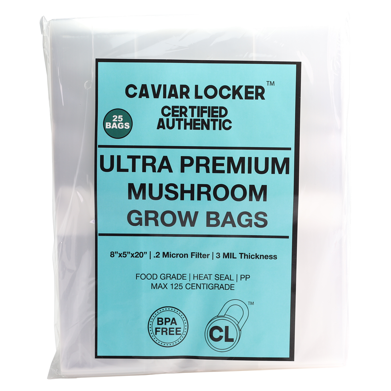 Mushroom Grow Bags - Autoclave Compatible .2 Micron Filter 8x5x20 - (25 qty.)