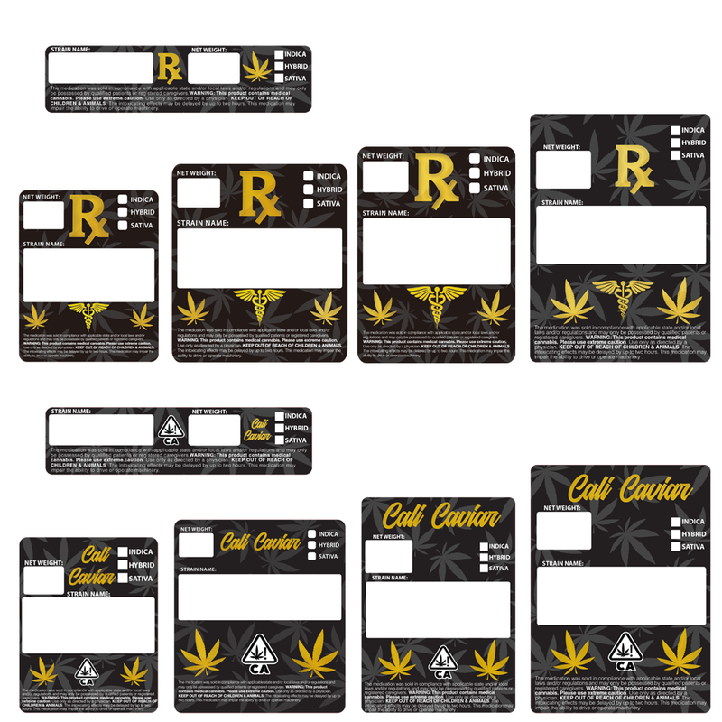 Custom Mylar Bag Designer Labels – Generic or California – (1,000 qty.)