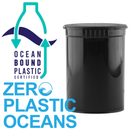 30 Dram Black Recycled Ocean Plastic Child Resistant Pop Top Containers (160 qty.)