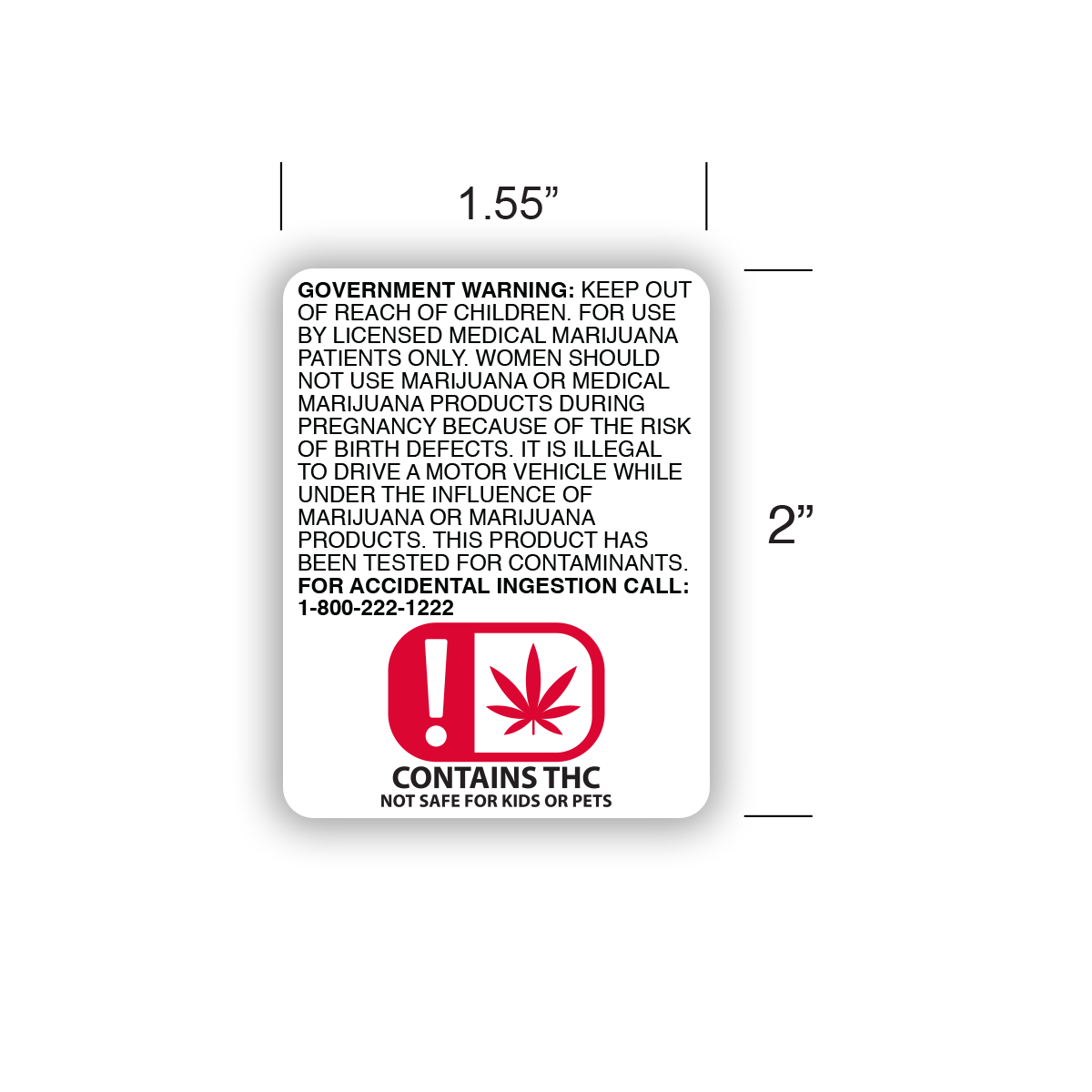 OMMA 1.55x2 Oklahoma THC Universal Symbol Labels (1,000 qty.)