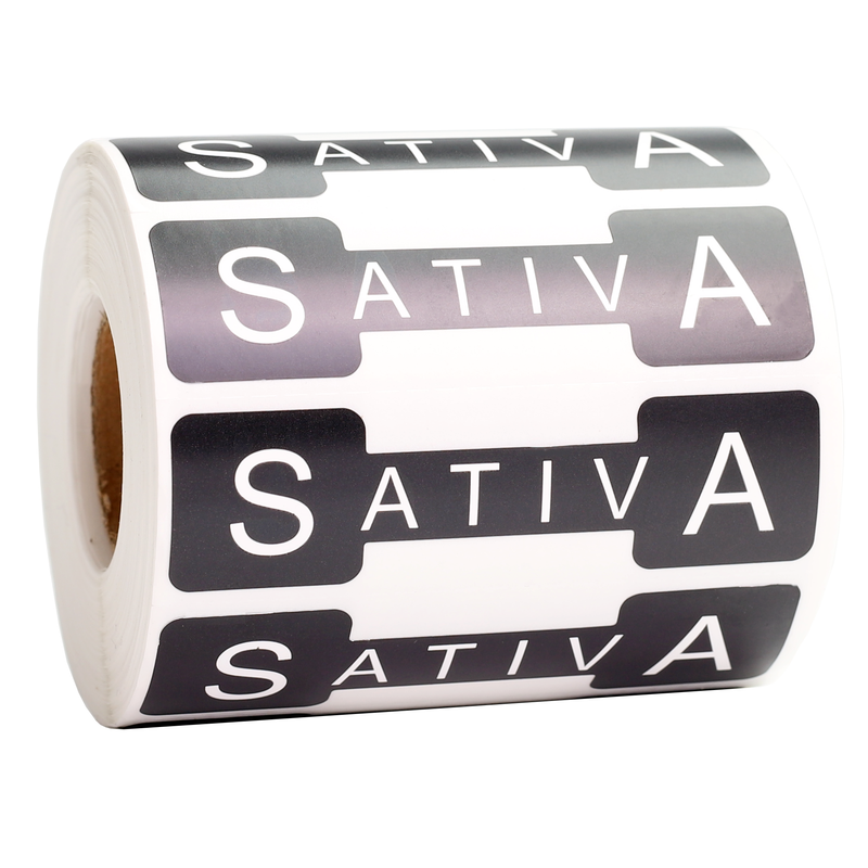 Black Tamper Evident Universal Marijuana Strain Labels - Sativa (1,000 qty.)