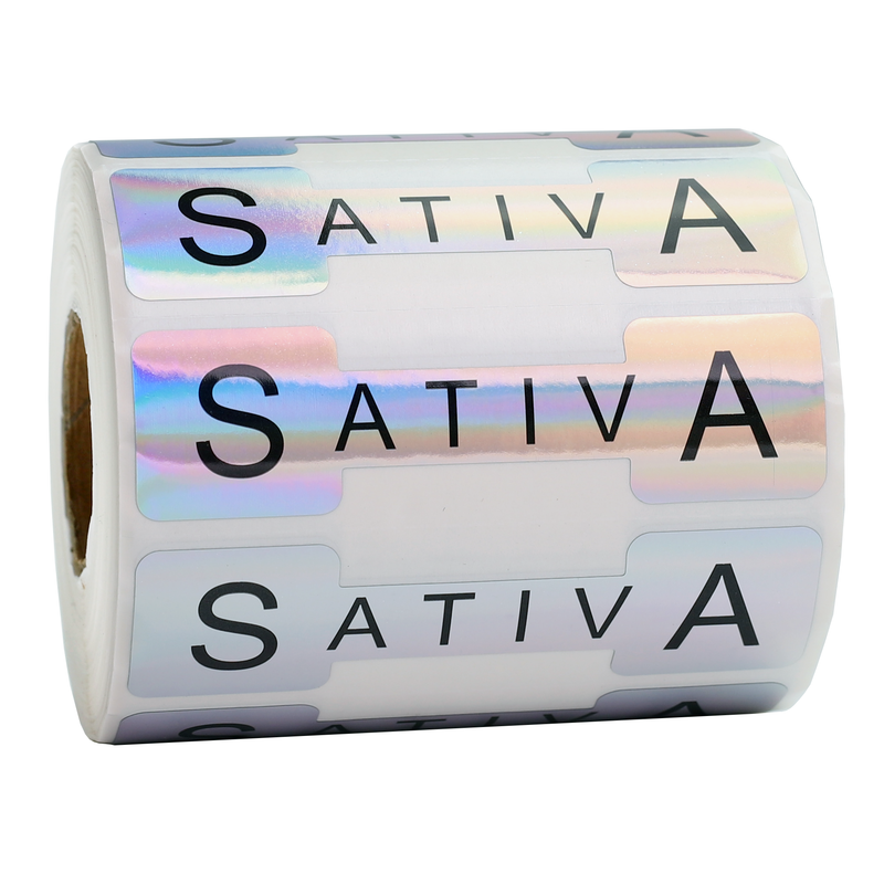 Holographic Silver Tamper Evident Universal Marijuana Strain Labels - Sativa (1,000 qty.)