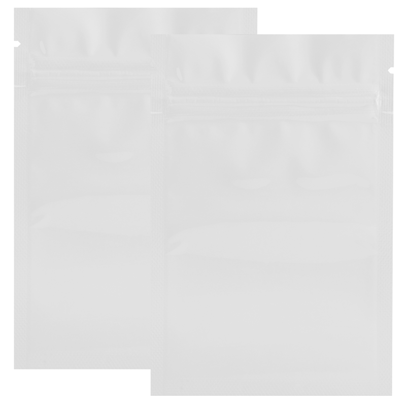 1 Gram Matte White & Matte White Mylar Bags- (50 qty.)
