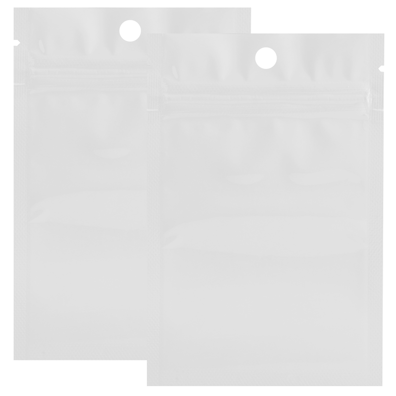1 Gram Gloss White & Gloss White Mylar Bags - Hang Hole (1000 qty.)