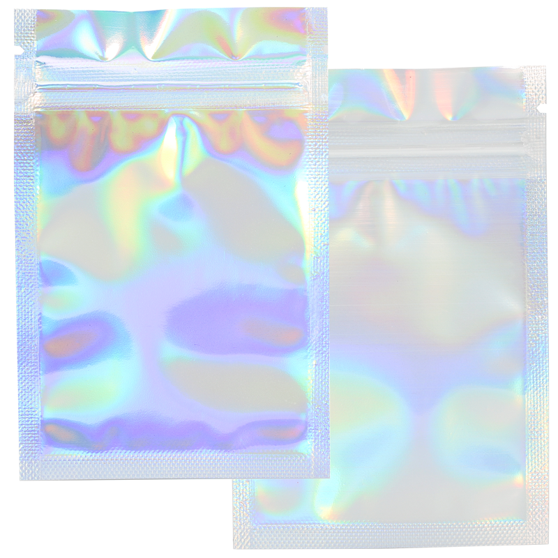 1 Gram Gloss Holographic & Clear Designer Custom Mylar Bags + Labels (100 qty.)
