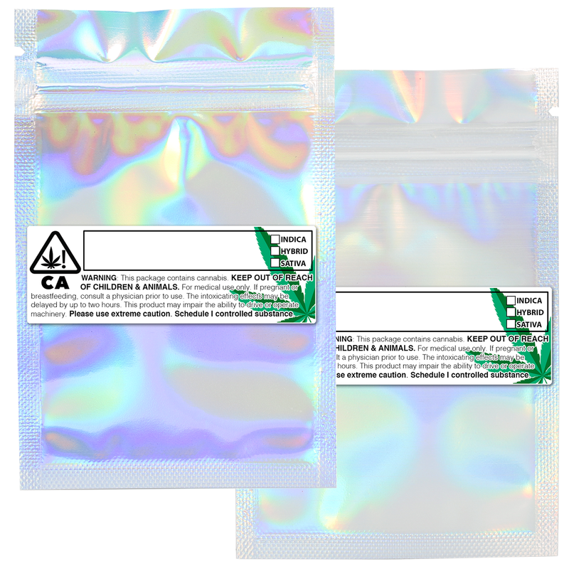 1 Gram 3 X 4 Holographic – Wholesale 420 smell proof zipper mylar bags with custom printed labels – bulk packaging supplies. 100 foil dispensary storage bags & Rx stickers. 4 MIL – The best mylar bags – lowest prices. 