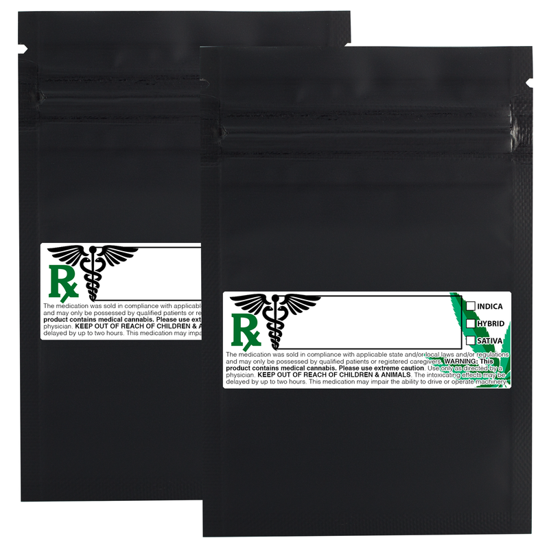 1 Gram 3 X 4 Matte Black – Wholesale 420 smell proof zipper mylar bags with custom printed labels – bulk packaging supplies. 100 foil dispensary storage bags & Rx stickers. 4 MIL – The best mylar bags – lowest prices. 