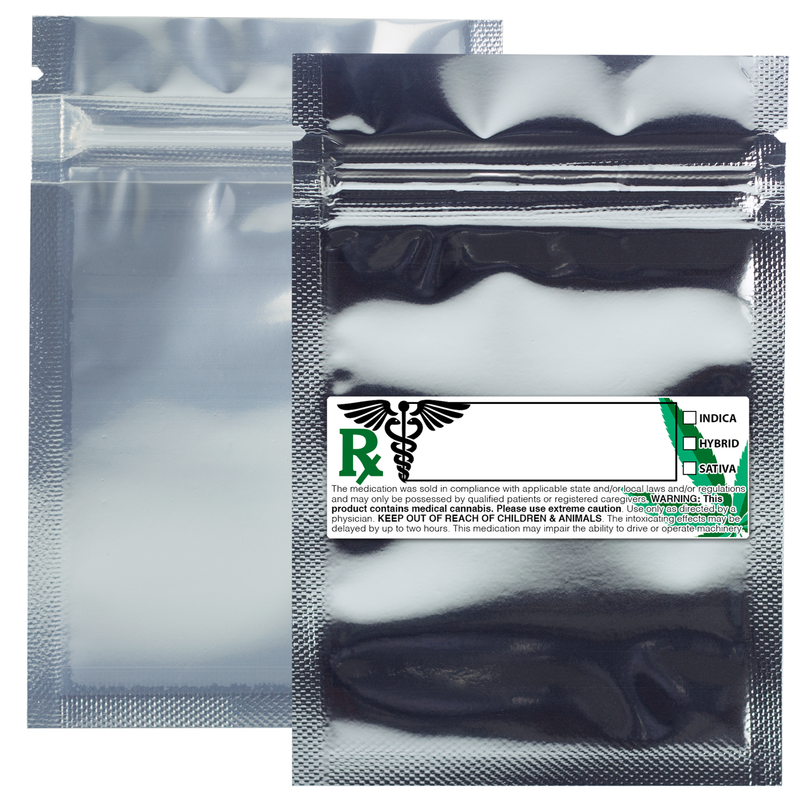 1 Gram 3 X 4 Silver – Wholesale 420 smell proof zipper mylar bags with custom printed labels – bulk packaging supplies. 100 foil dispensary storage bags & Rx stickers. 4 MIL – The best mylar bags – lowest prices. 