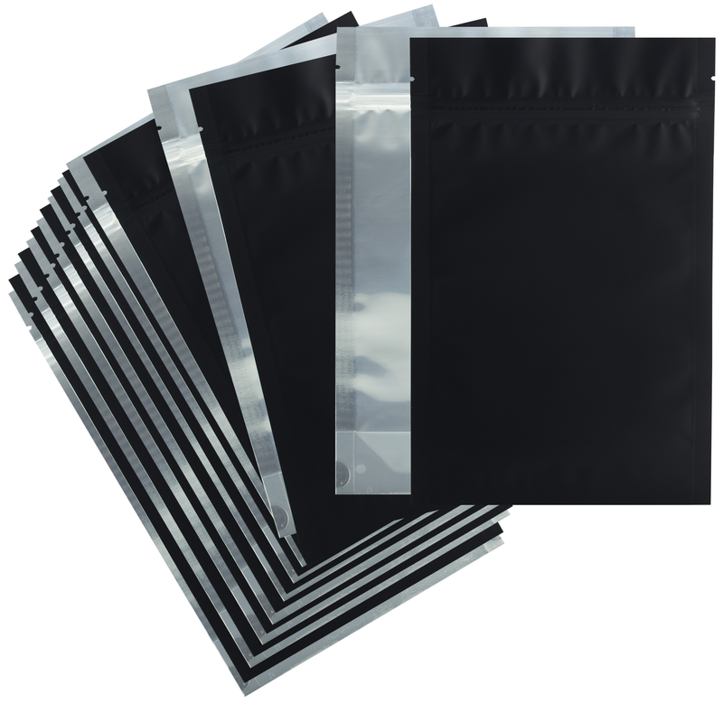 1 Ounce Matte Black & Clear Mylar Bags - (50 qty.)