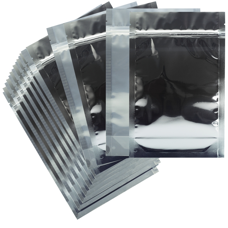 1 Ounce Gloss Silver & Clear Mylar Bags - (50 qty.)