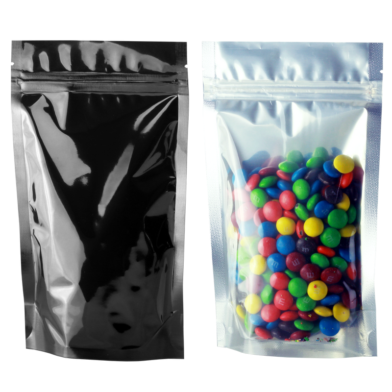 Gloss Black Dragon Chewer 14g half ounce smell proof mylar bags by the Caviar Locker. Thick wholesale bulk dispensary custom child resistant packaging 420 barrier bags. 