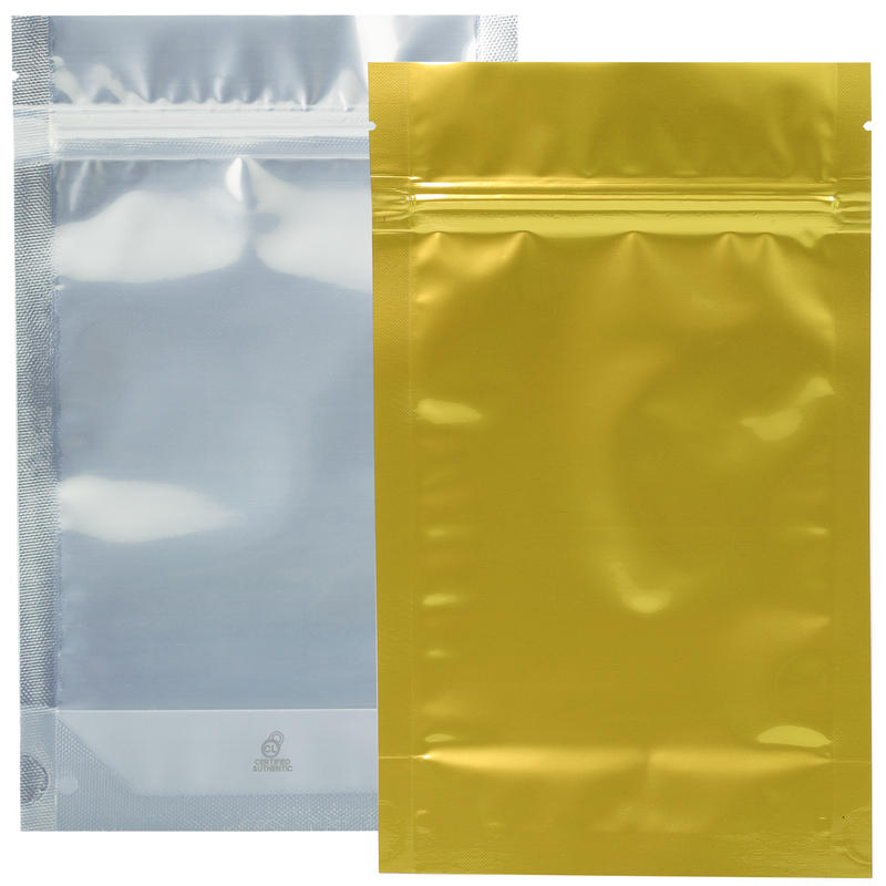 1/2 Ounce Gloss Gold & Clear Mylar Bags - (50 qty.)