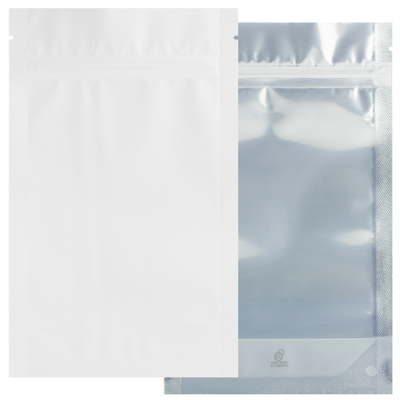 1/2 Ounce Gloss White & Clear Mylar Bags - (50 qty.)
