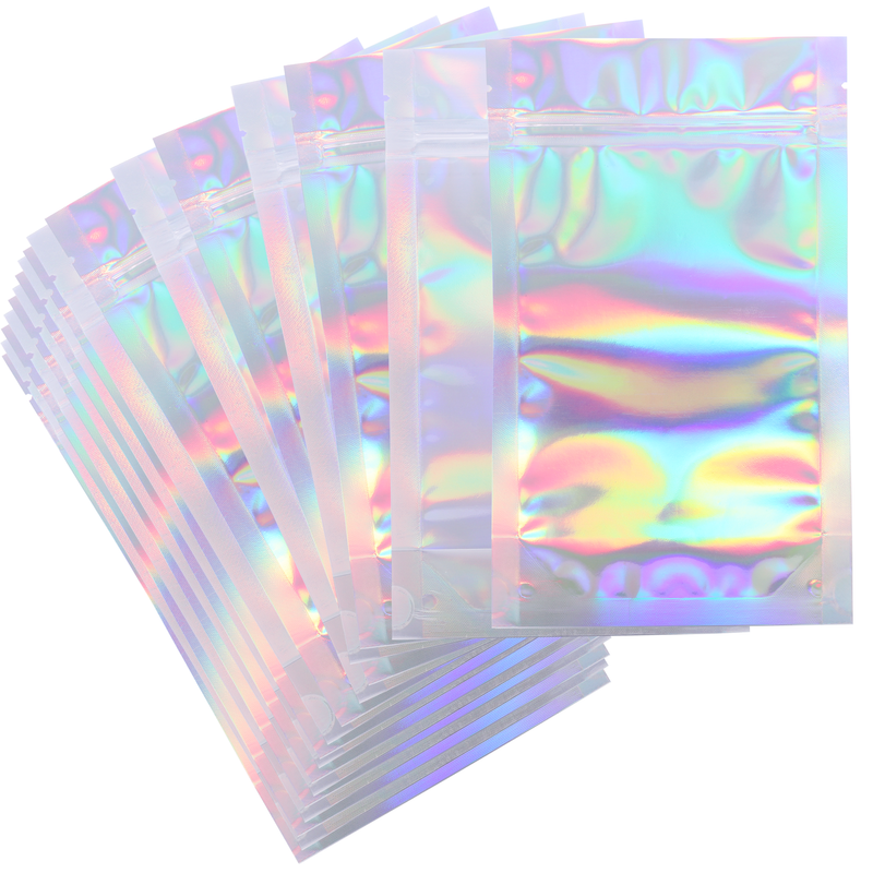 half 1/2 ounce holographic wholesale bulk mylar bags 5 x 8 smell proof dispensary packaging baggies foil pouch