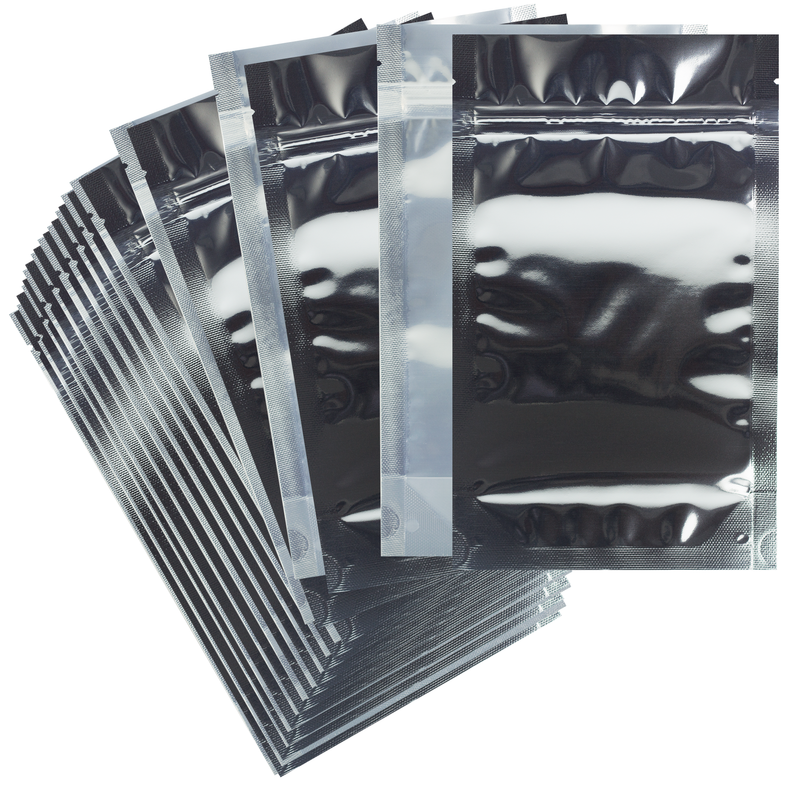 1/2 Ounce Gloss Silver & Clear Mylar Bags - (50 qty.)