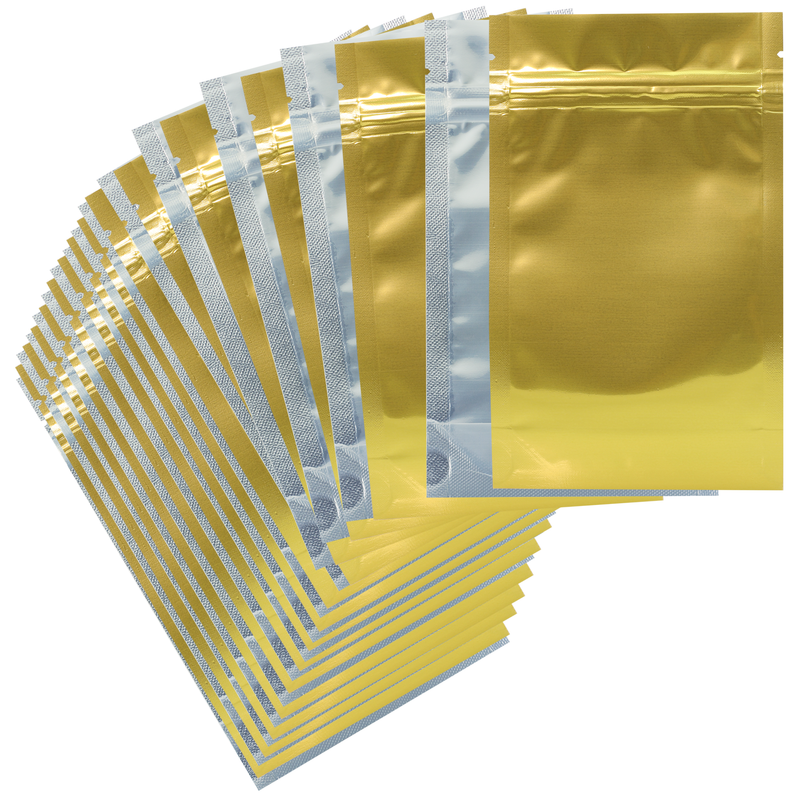 1/4 Ounce Gloss Gold & Clear Mylar Bags - (50 qty.)