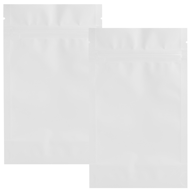 1/4 Ounce Matte White & Matte White Mylar Bags - (50 qty.)